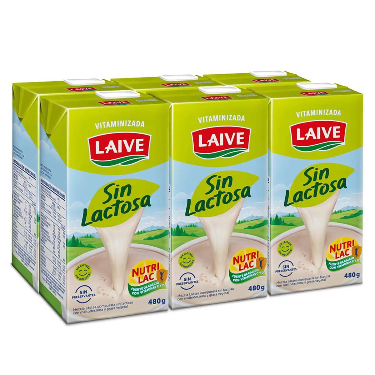 Mezcla lactea laive sin lactosa sixpack caja 480g la mayorita