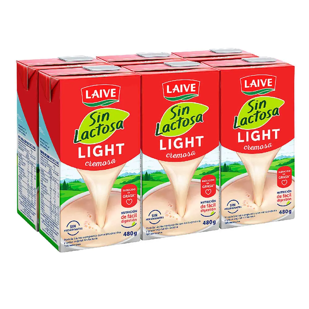 Sixpack Mezcla Láctea Laive Light Sin Lactosa Caja