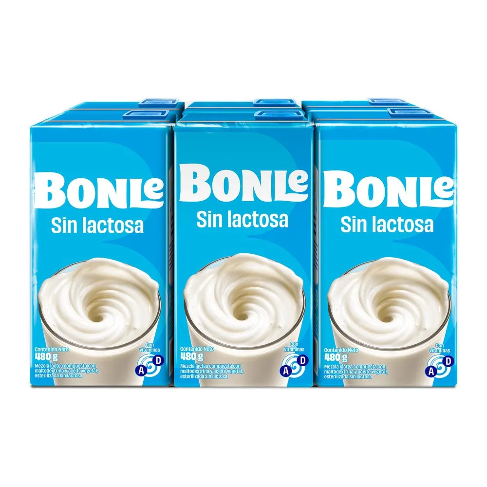 Sixpack Mezcla Láctea Sin Lactosa Bonlé Caja 480g la mayorita